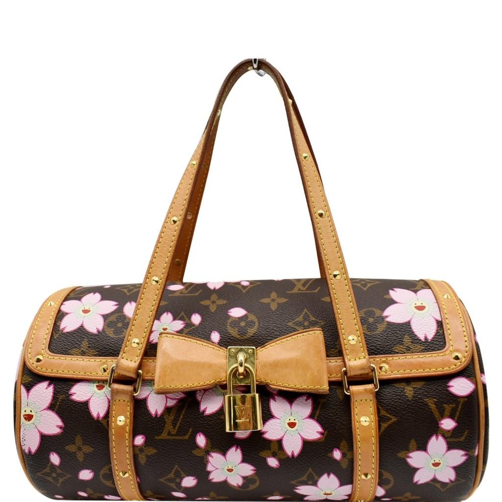 LOUIS VUITTON Papillon Monogram Cherry Blossom Tote Handbag Brown - Picture 1 of 11